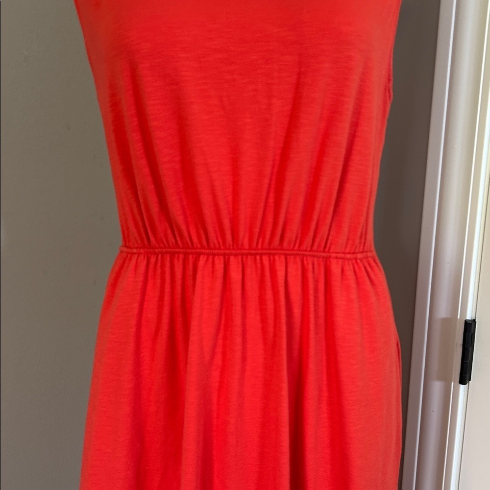 ME+EM Red Cut Out Back Midi Dress Organic Cotton Pockets Tie Back Sz 8 - Picture 5 of 16